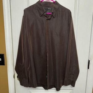 Men's Murano  XL Brown Long Sleeve Button-Up Shirt Casual